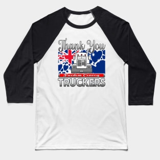 THANK YOU, TRUCKERS - AUSTRALIA FLAG WITH HEARTS - FREEDOM CONVOY CANBERRA - SILVER GRAY LETTER DESIGN Baseball T-Shirt